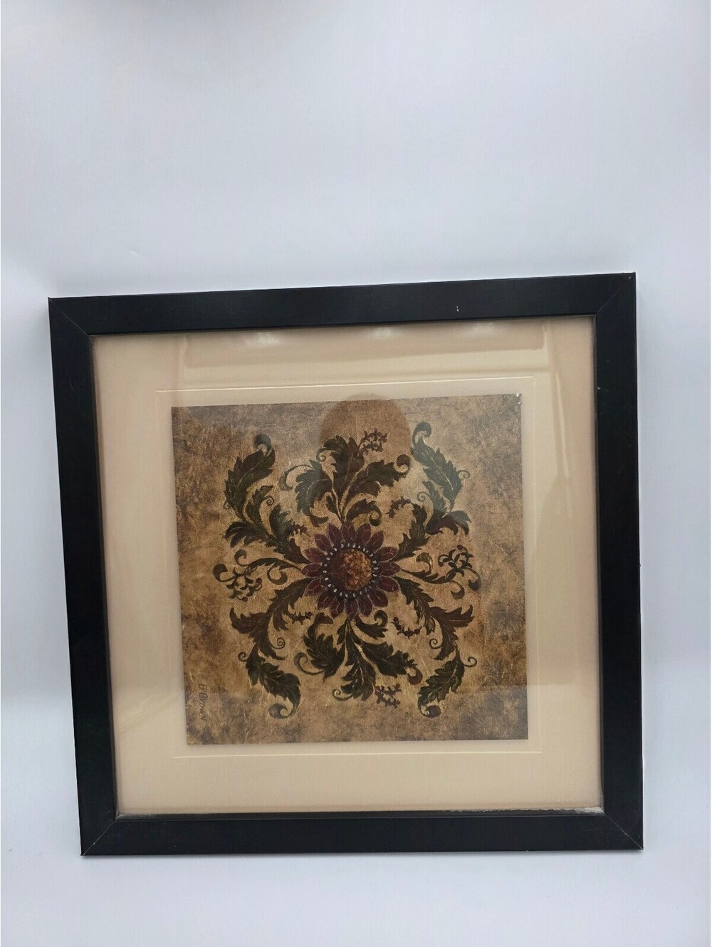Vintage Style Floral Wall Art in Black Frame